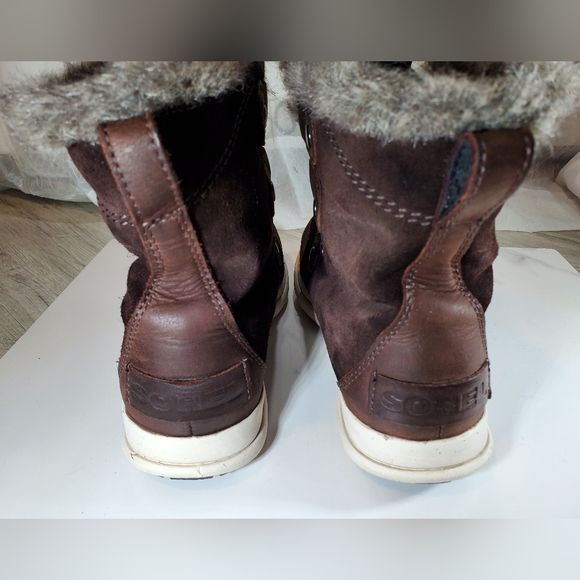 Sorel Womens Explorer Joan Waterproof Brown Leather Winter Boots Size 6 - Picture 3 of 13